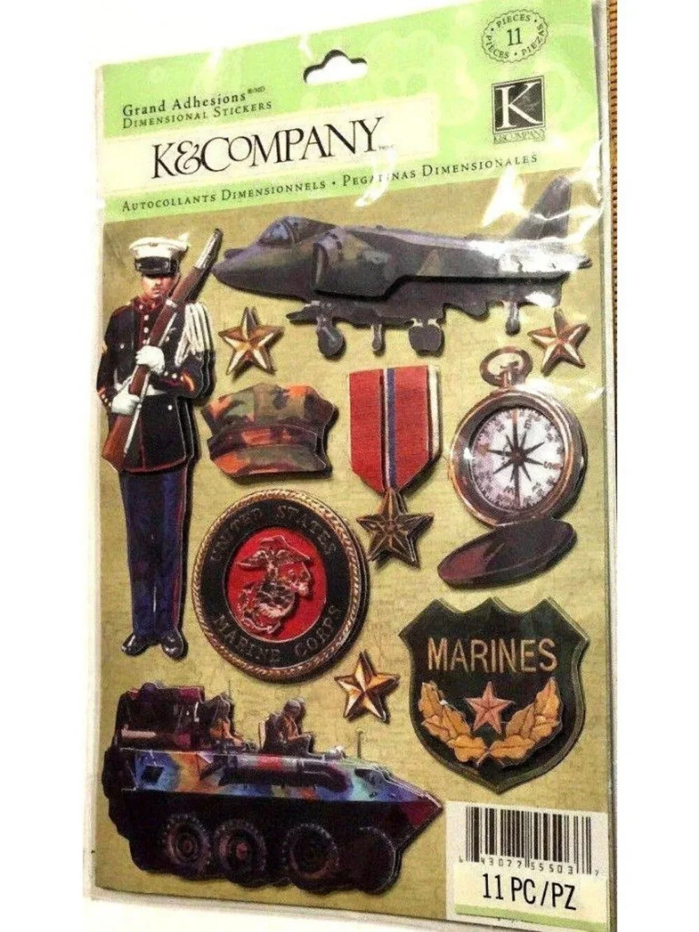 Military Stickers  K & COMPANY US Marines Marine Corps Scrapbook Memory 11 Pcs